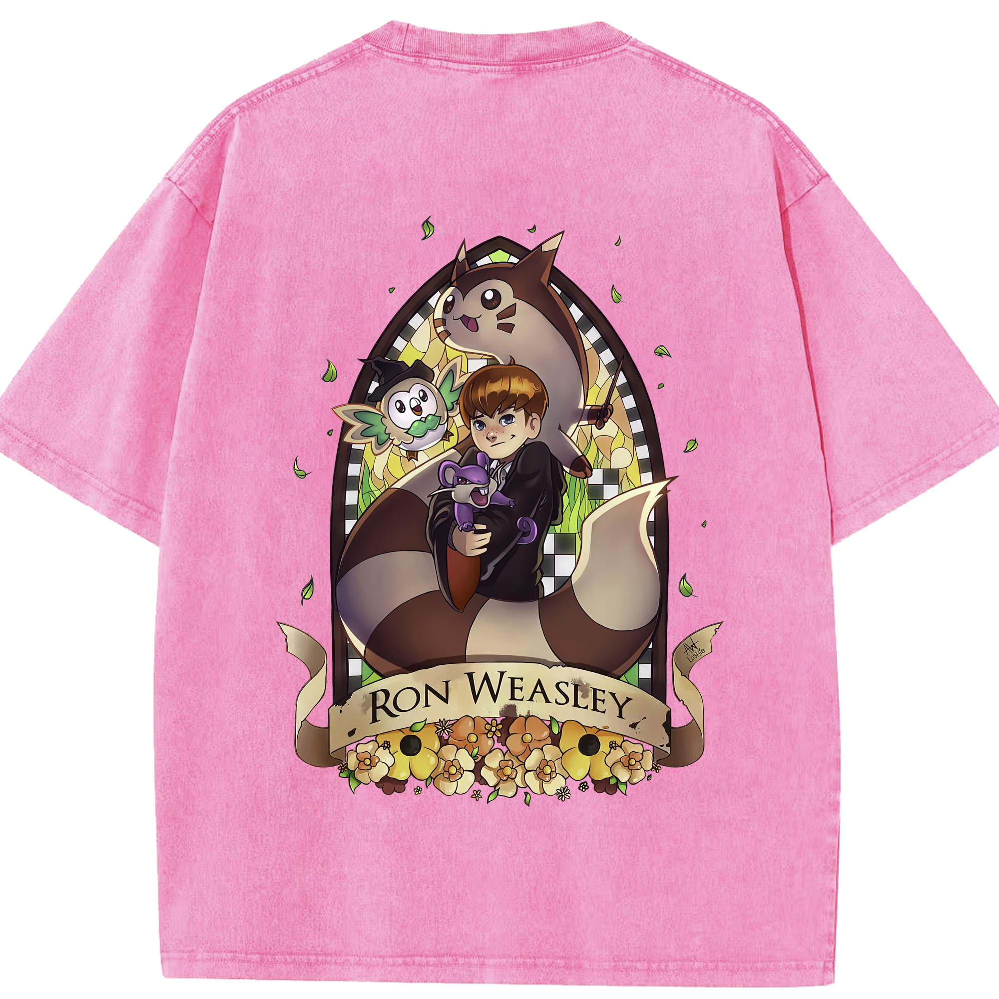 （画像用） Harry Potter ハリー・ポッターシリーズ 綿100% ヴィンテージ風 半袖Tシャツ（背面プリント）